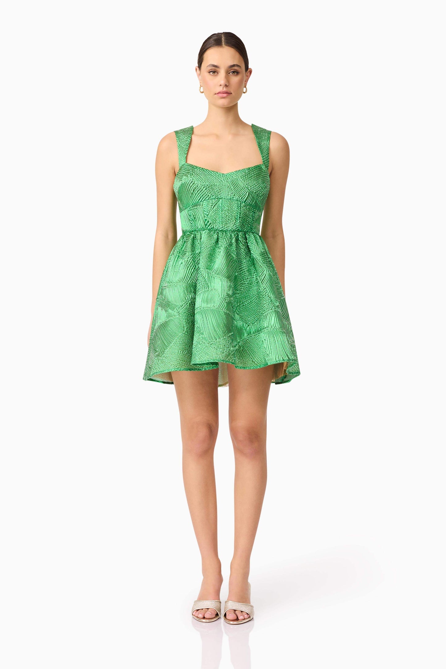 Ginnifer A-Line Mini Dress in Green