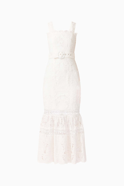 Giovanna Fit & Flare Maxi Dress in White