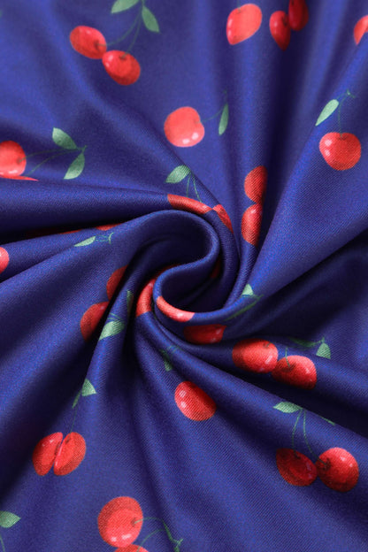 Brenda Blue Cherry Flared Dress