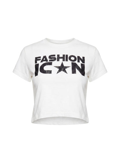 Fashion Icon Graphic Baby Tee White / Black