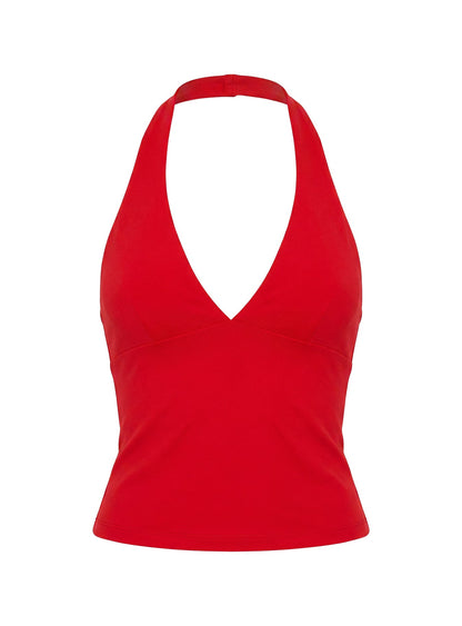 Habitual Active Longline Plunge Neck Tank Top Red