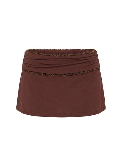 Jannelle Foldover Mini Skort Brown