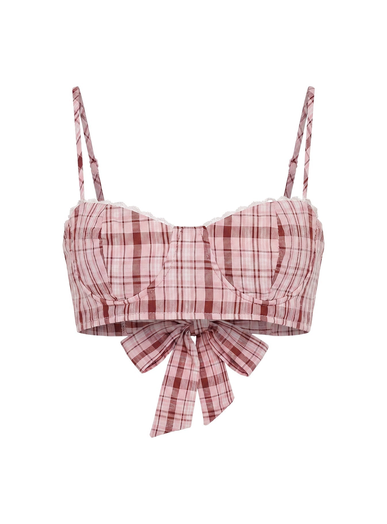 Kosi Micro Crop Bra Top Pink Check
