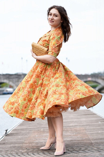 Mollie Vintage Floral Full Circle Shirt Dress