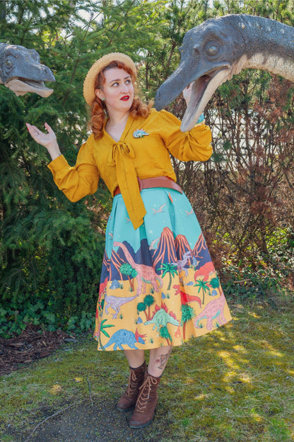 Margaret Polka Dot Long Sleeved Blouse In Yellow