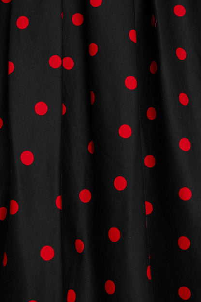 Amanda Retro Polka Dot Swing Dress in Black & Red