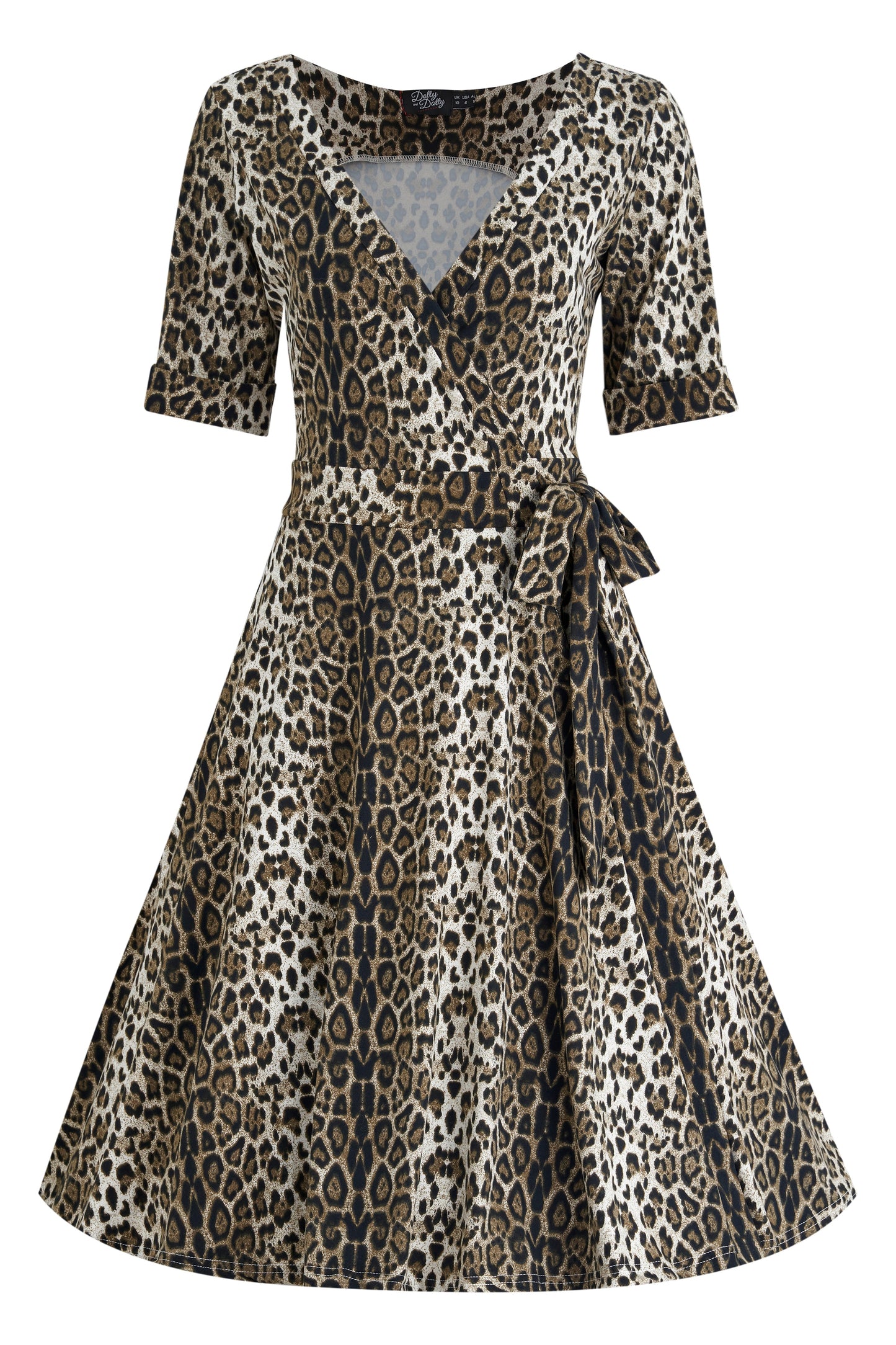 Matilda Retro Leopard Print Casual Wrap Dress