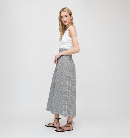 The Delphine Nap Skirt - Black/Sand Gingham