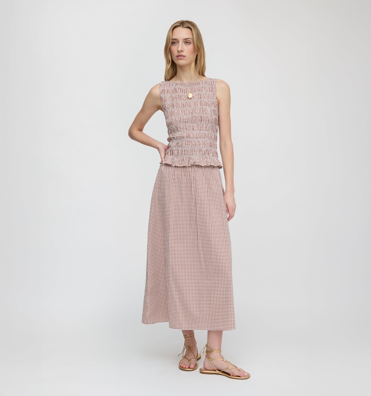 The Phoebe Nap Top - Cognac Gingham
