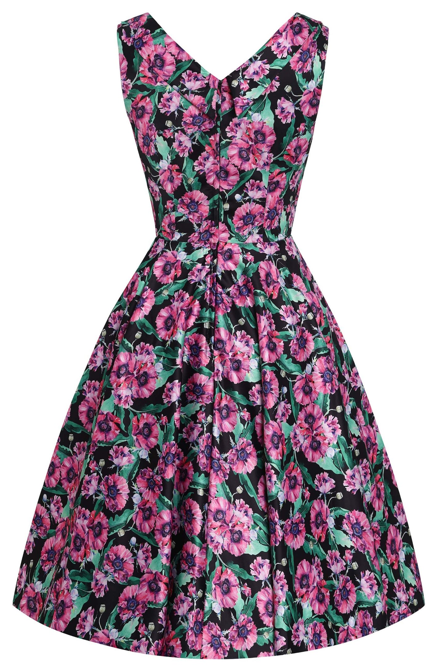 Grace Purple Poppy Pleated Bust Dress