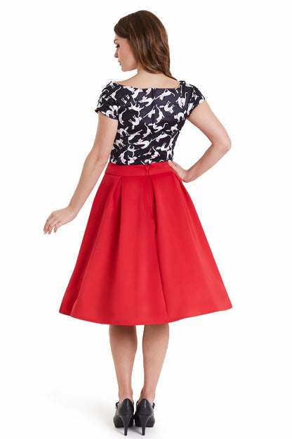 Lilian Retro Off Shoulder Black Cat Top