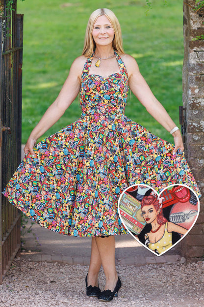 Daisy Pop Art Halter Dress
