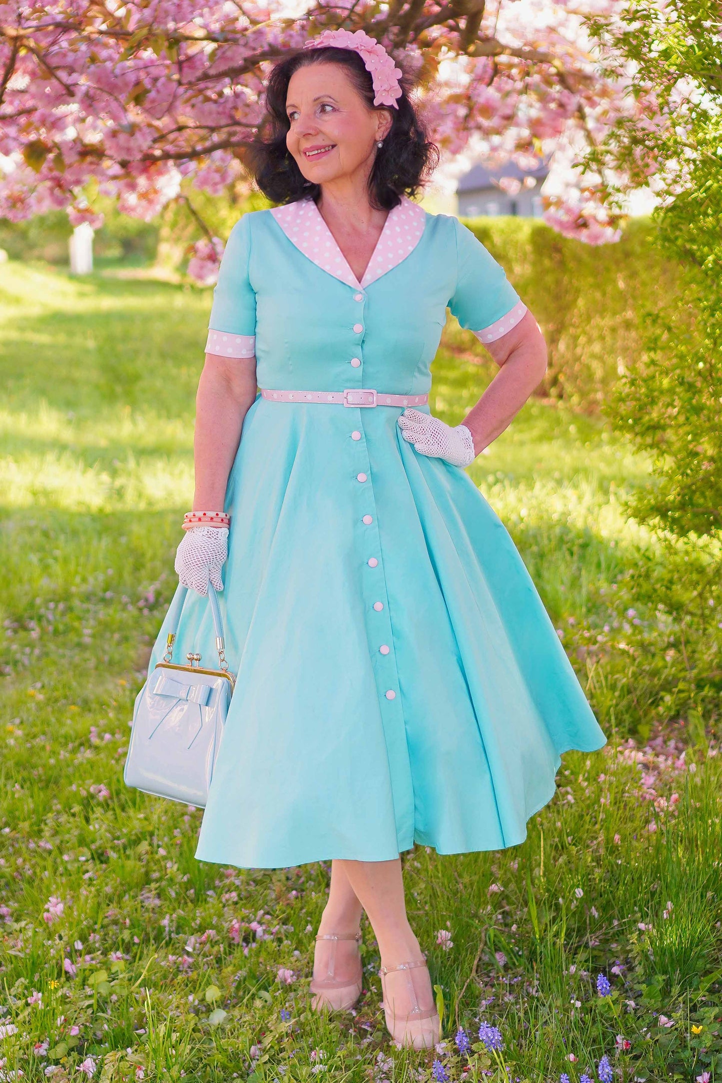Mollie Baby Blue Full Circle Shirt Dress