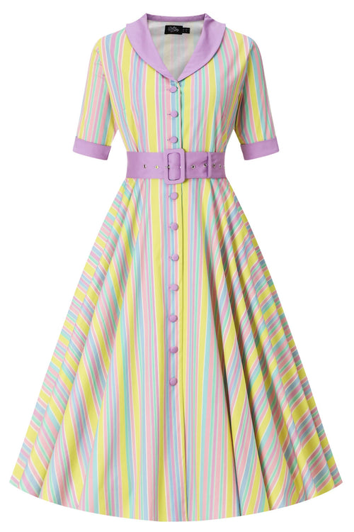 Mollie Lilac Striped Full Circle Shirt Dress