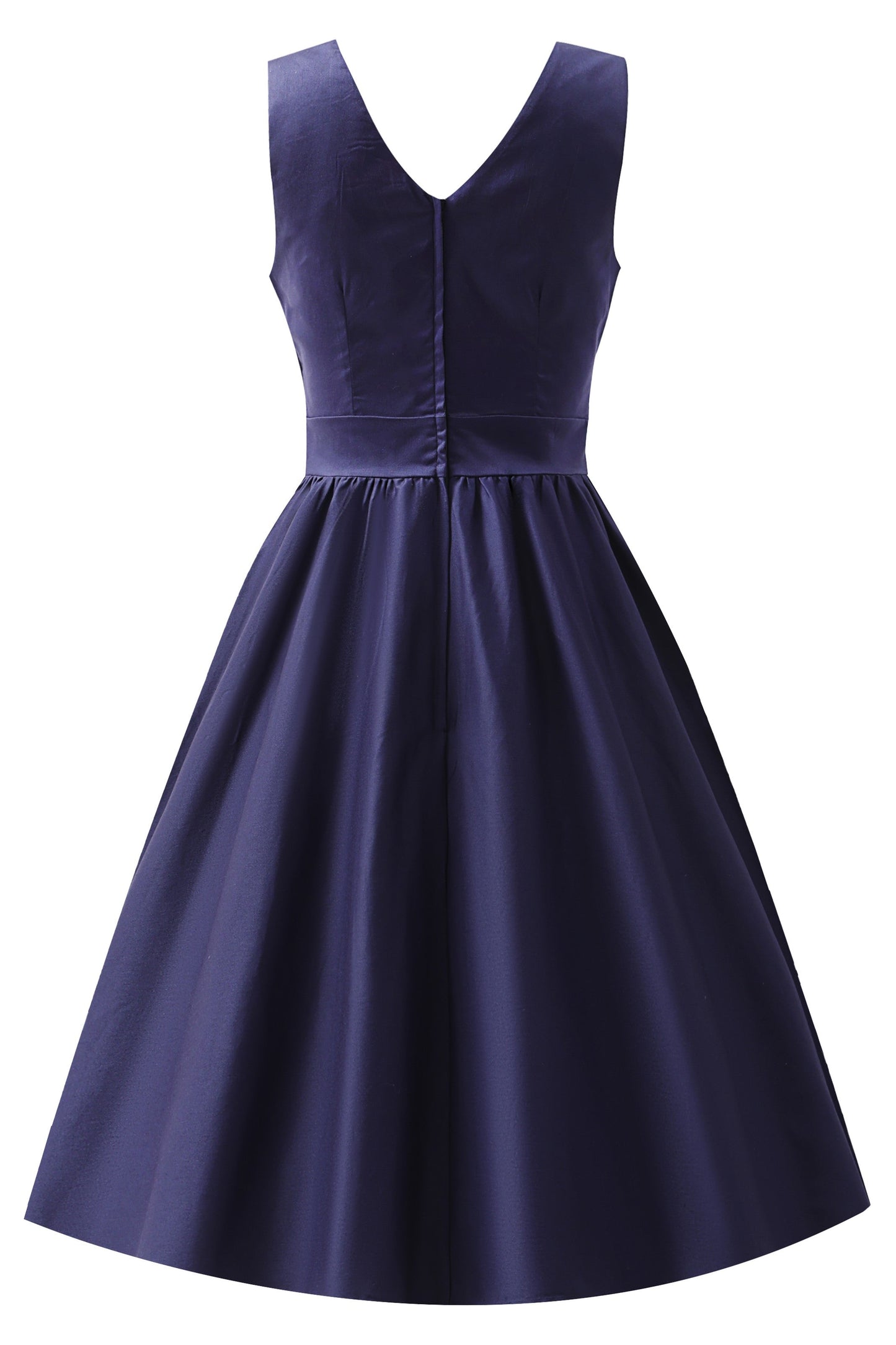 May Navy Blue V-Neck Swing Dress