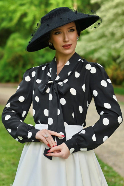Margaret Black Polka Dot Blouse