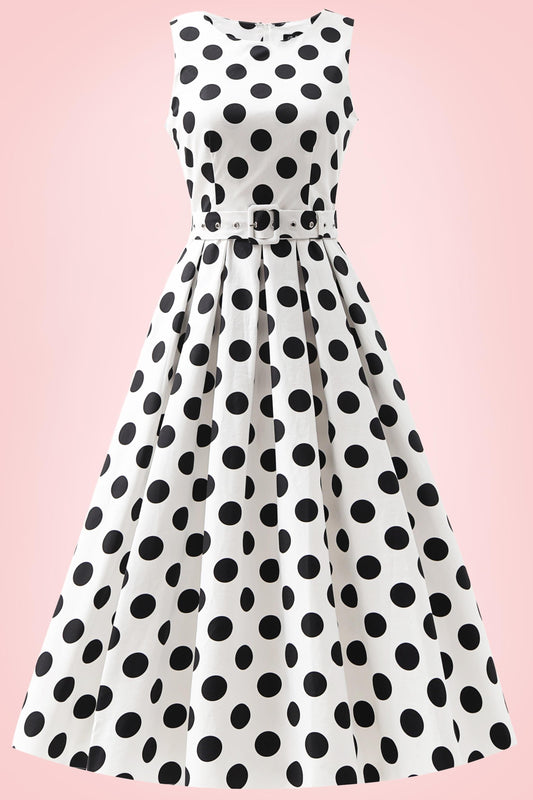 Helen White Polka Dot Cotton Midi Dress