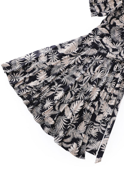 Matilda Palm Tree Wrap Dress in Navy Blue