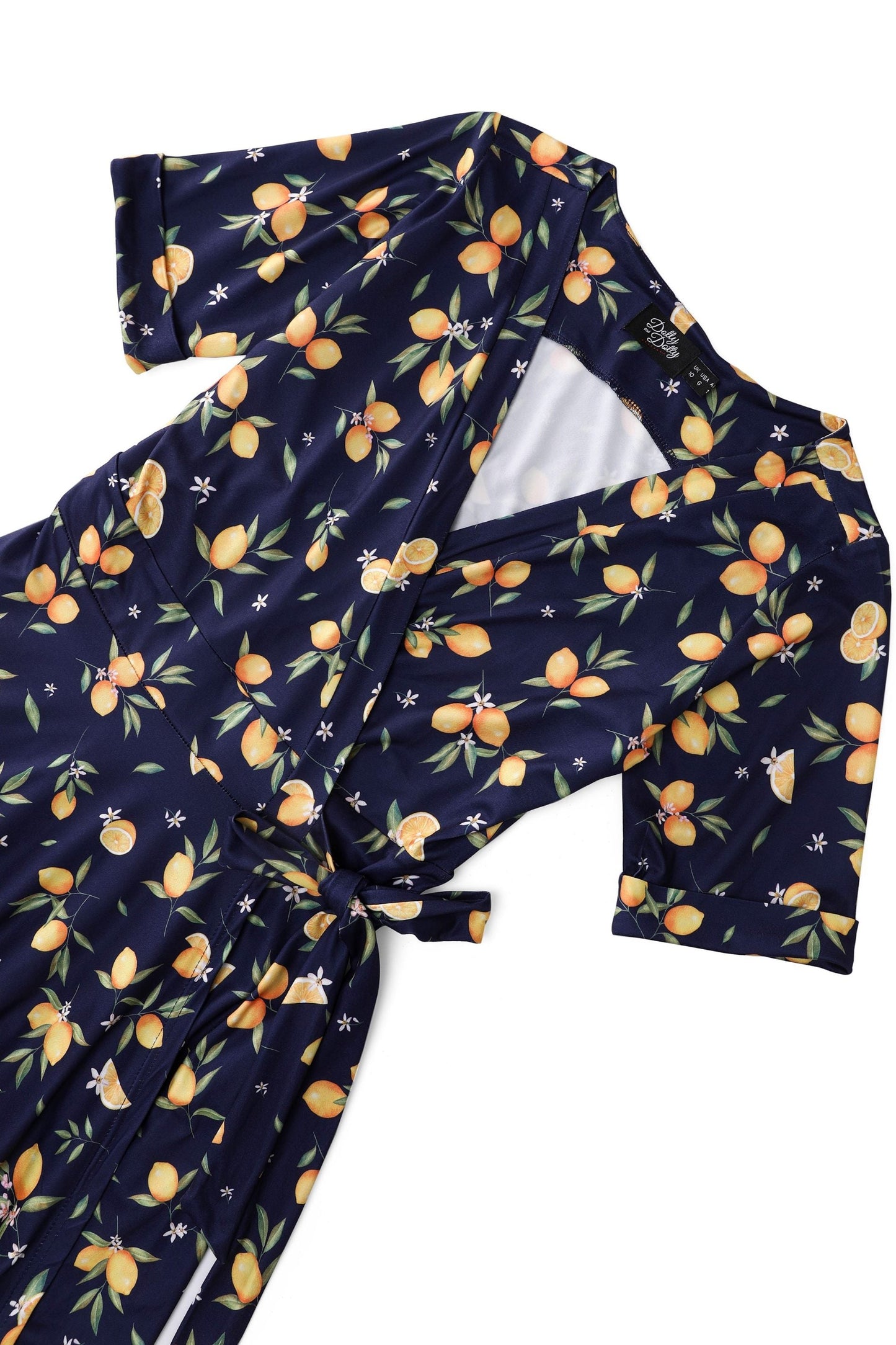 Matilda Dark Blue Lemon Wrap Dress