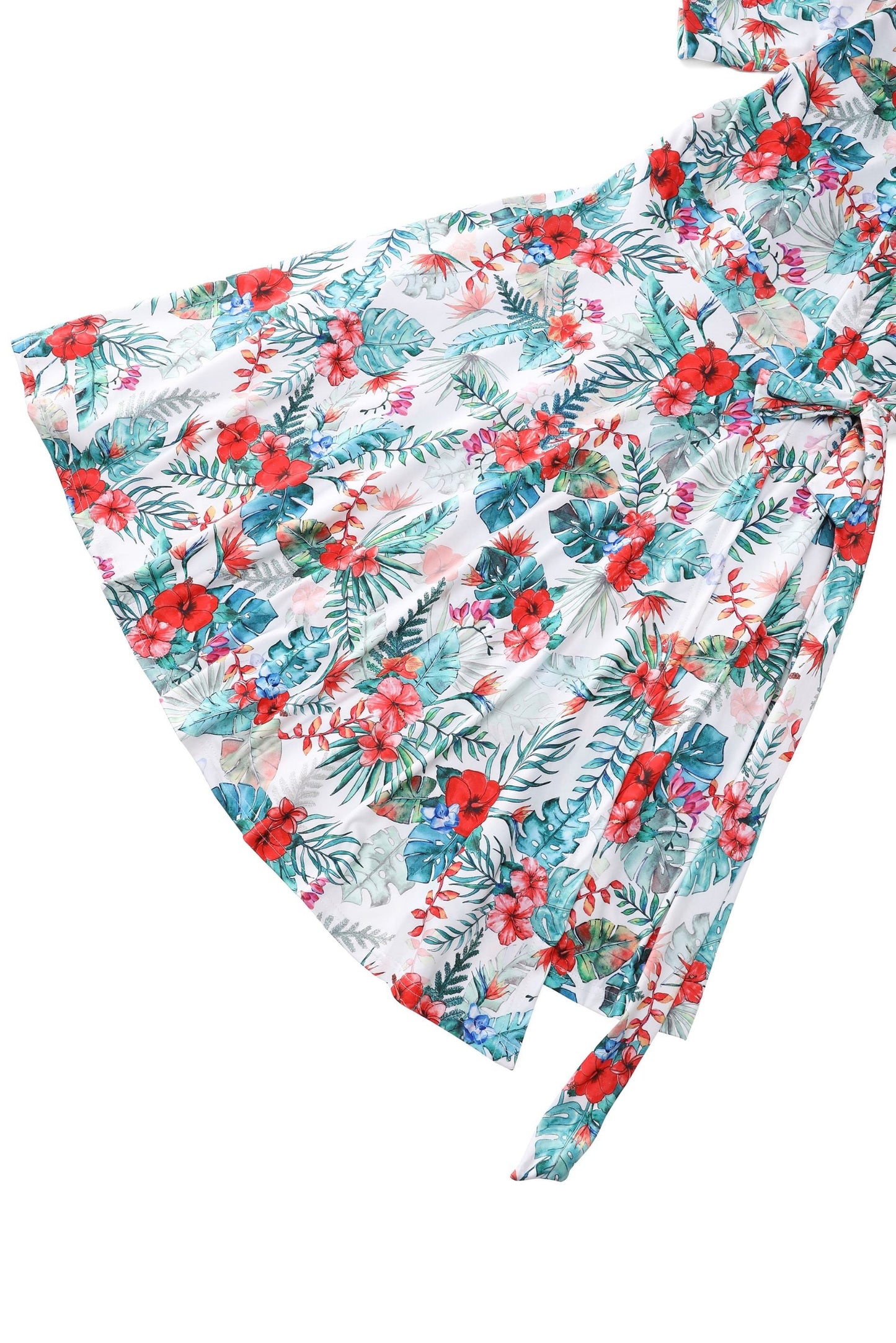 Matilda Tropical Hibiscus Wrap Dress in White