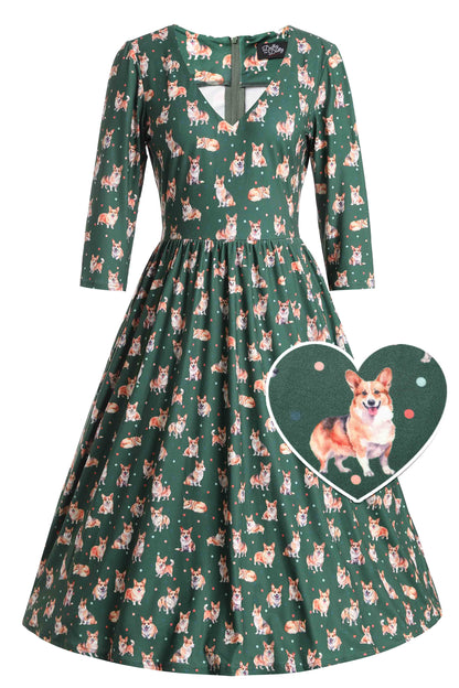 Billie Green Corgi Flared Dress