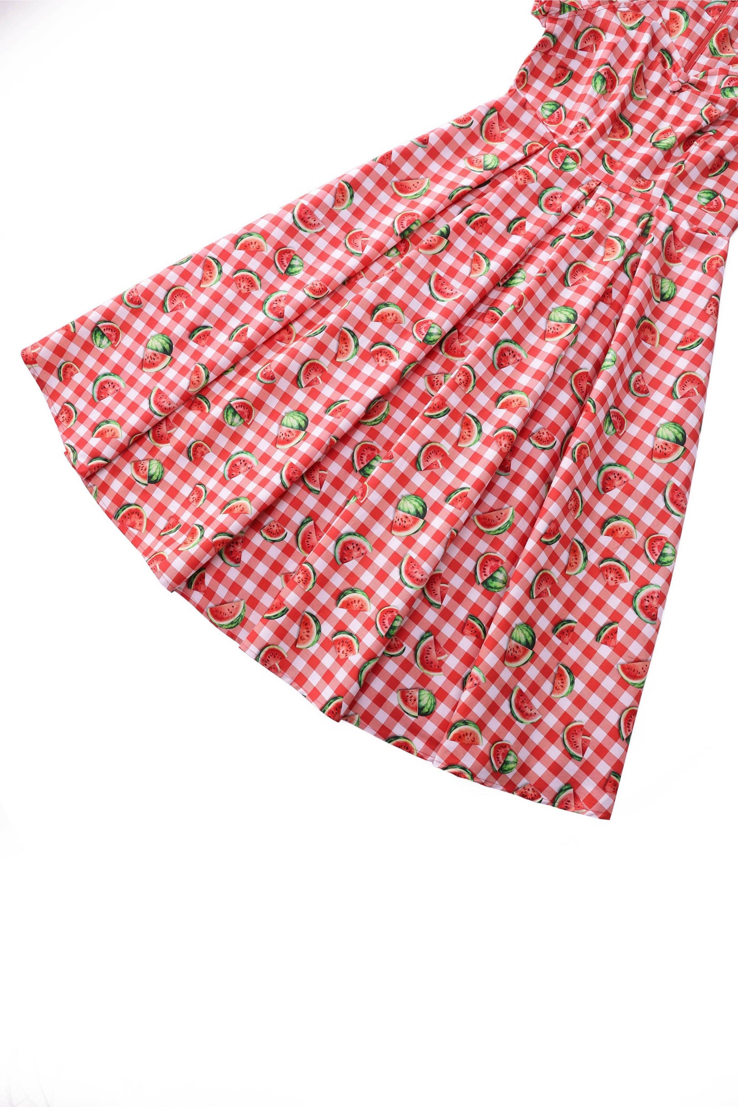 Lily Watermelon Gingham Off Shoulder Dress