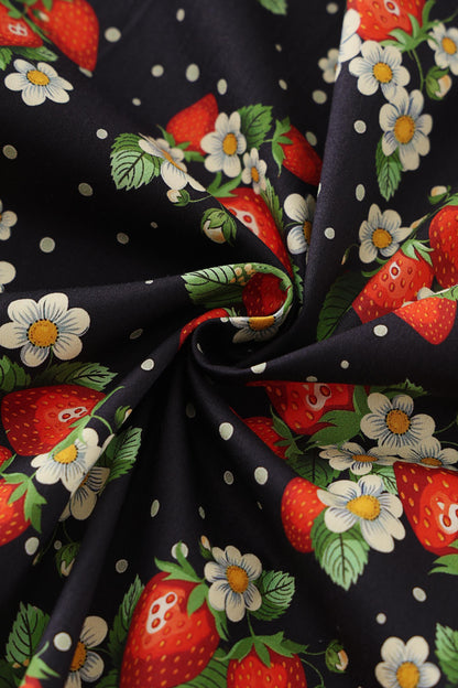Ophelia Black Strawberry Midi Dress