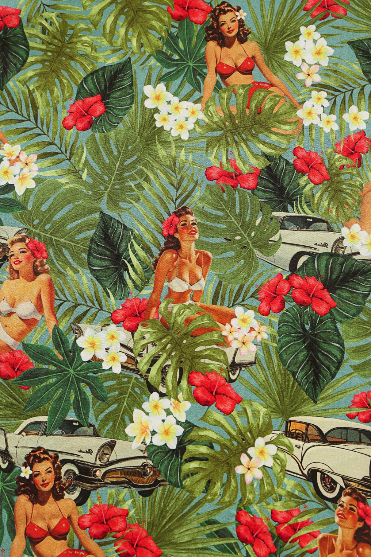 Ophelia Tropical Pinup Girl Midi Dress