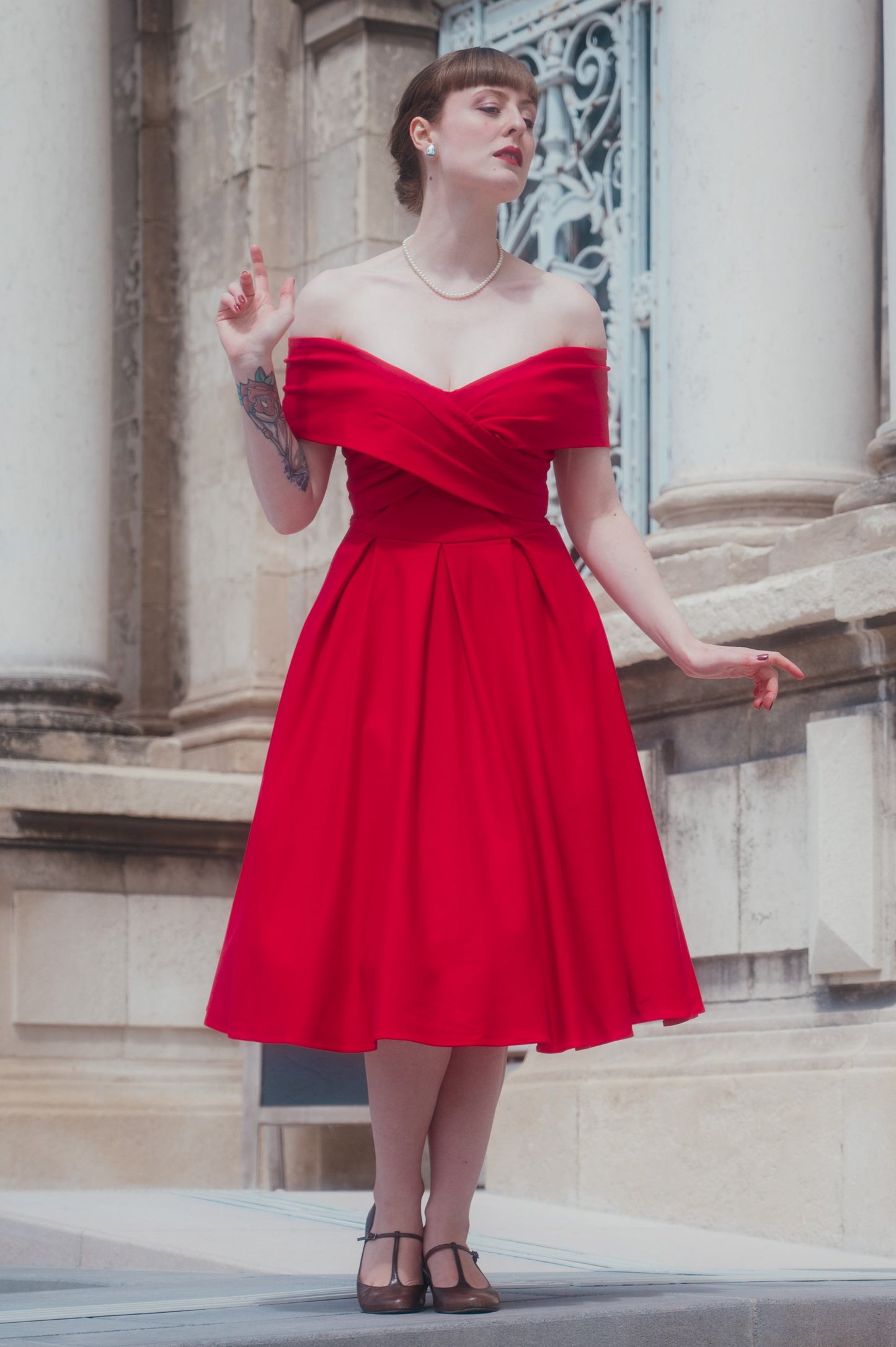 Beverly Red Off Shoulder Dress