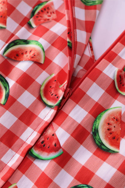 Lily Watermelon Gingham Off Shoulder Dress