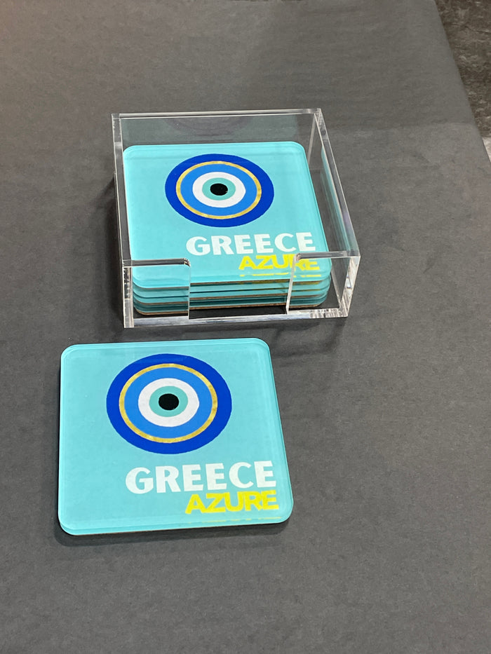 ACRYLIC COASTER GREECE WITH HOLDER