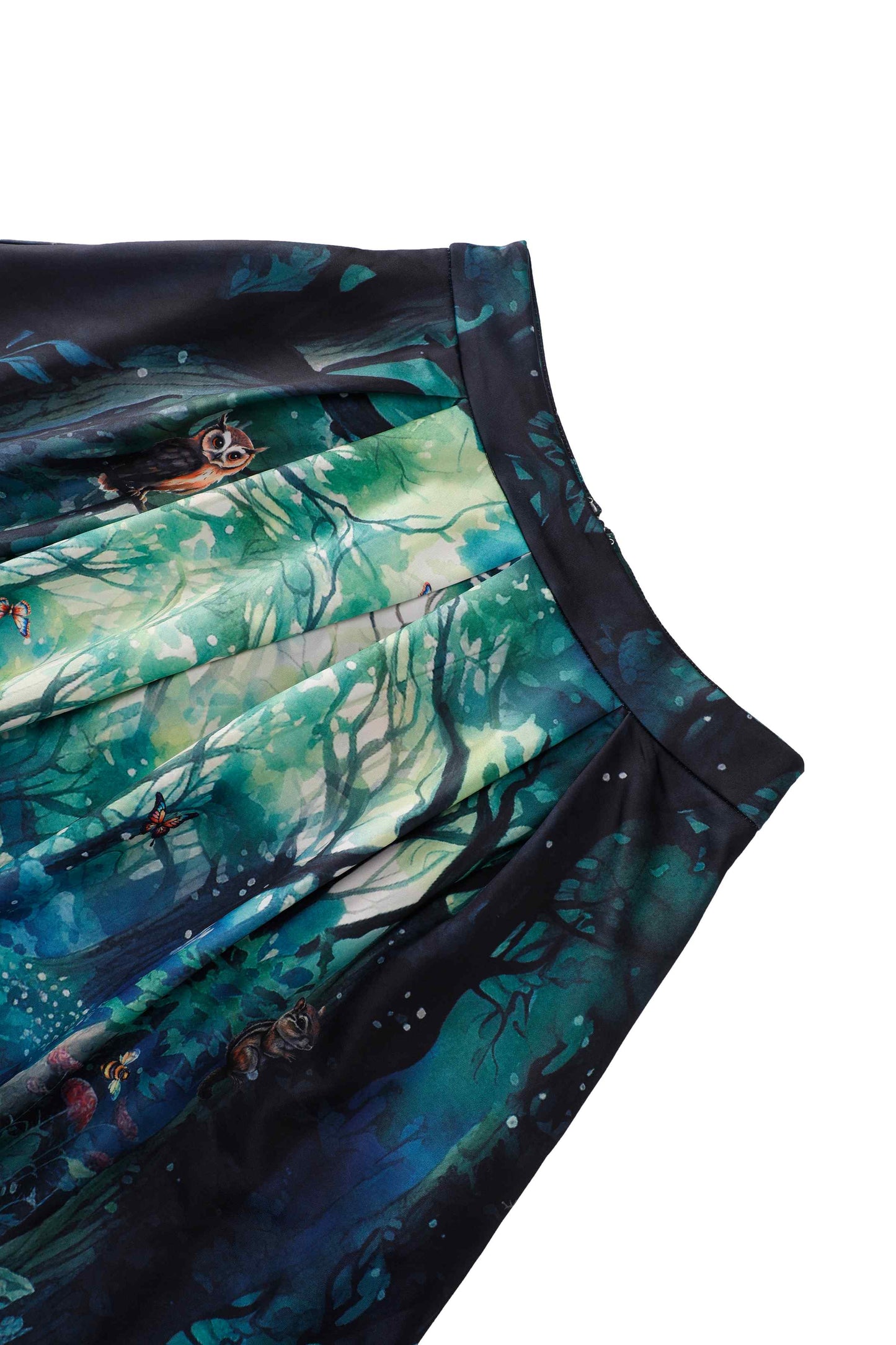 Aisley Woodland Creature Pleated Midi Skirt