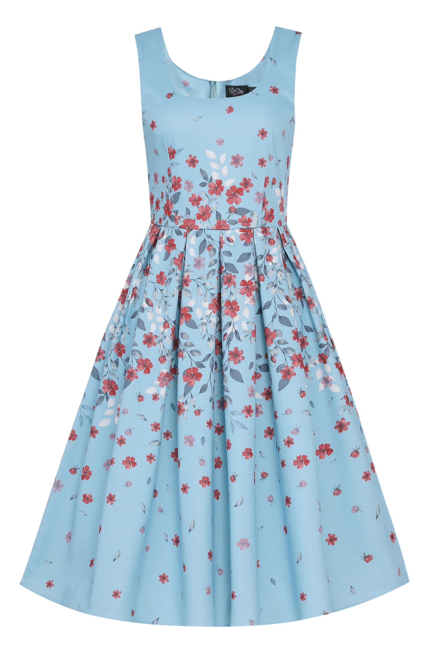Amanda Blue Falling Flower Swing Dress