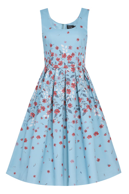 Amanda Blue Falling Flower Swing Dress