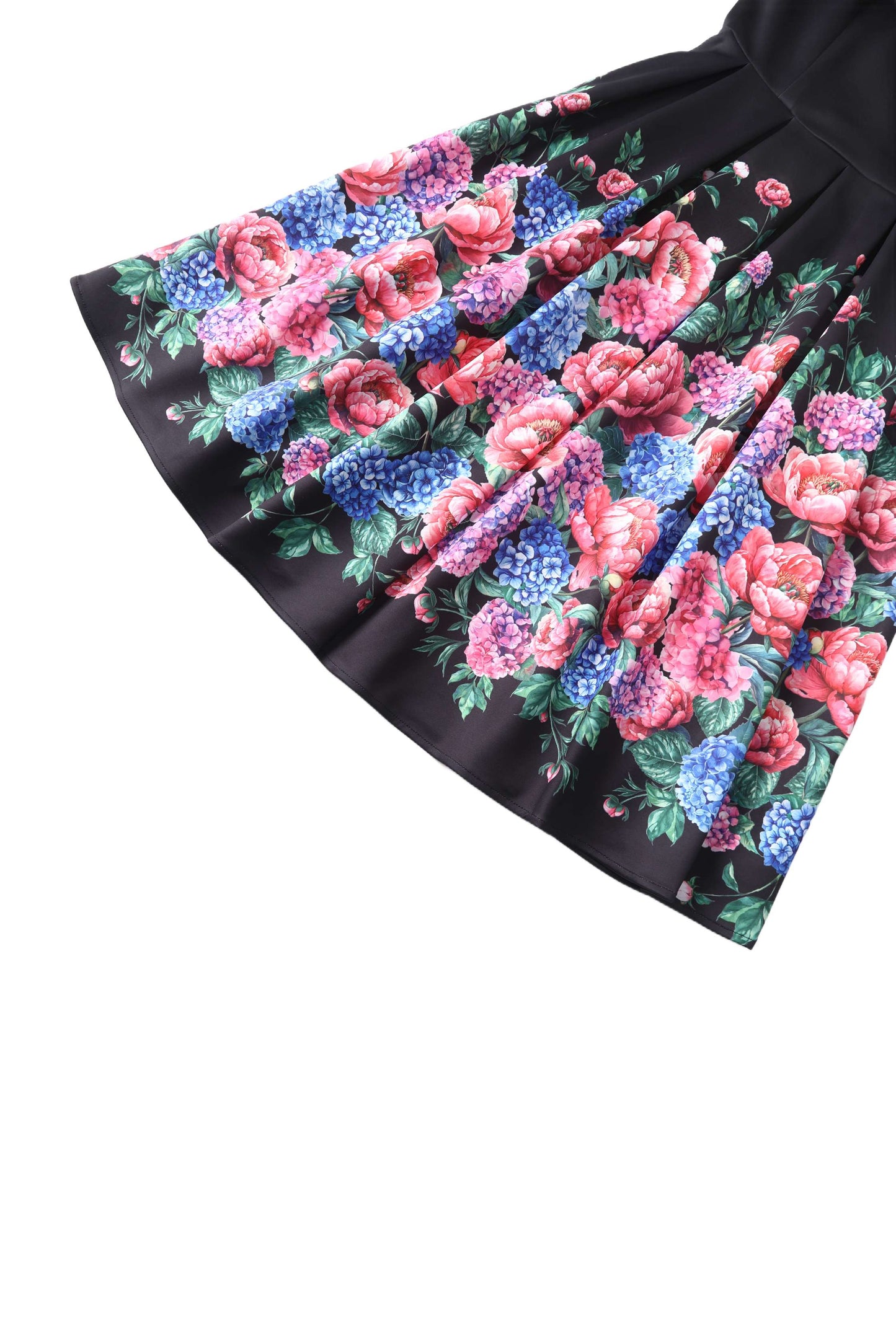Amanda Hydrangea Black Flared Dress