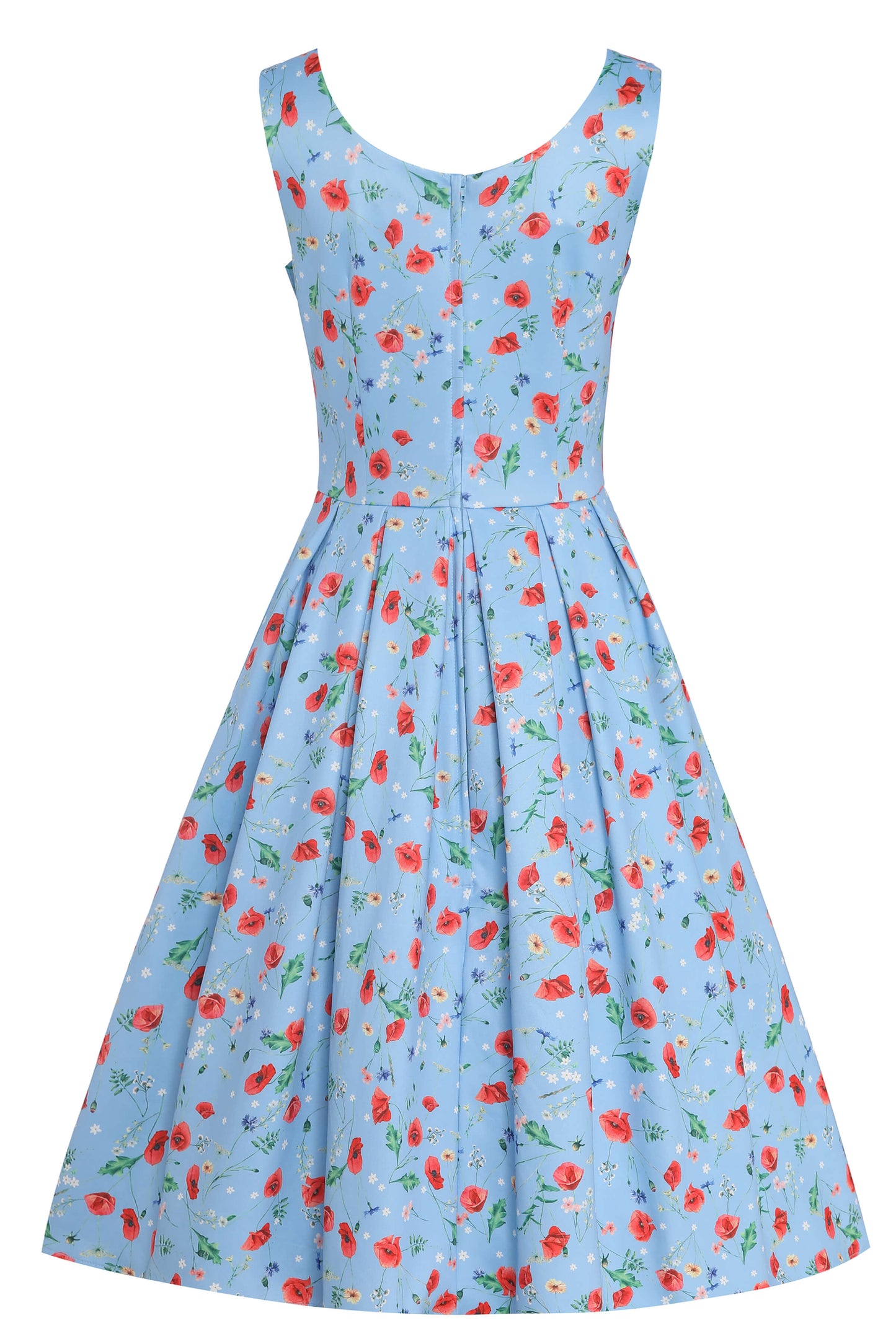 Amanda Light Blue Poppy Swing Dress