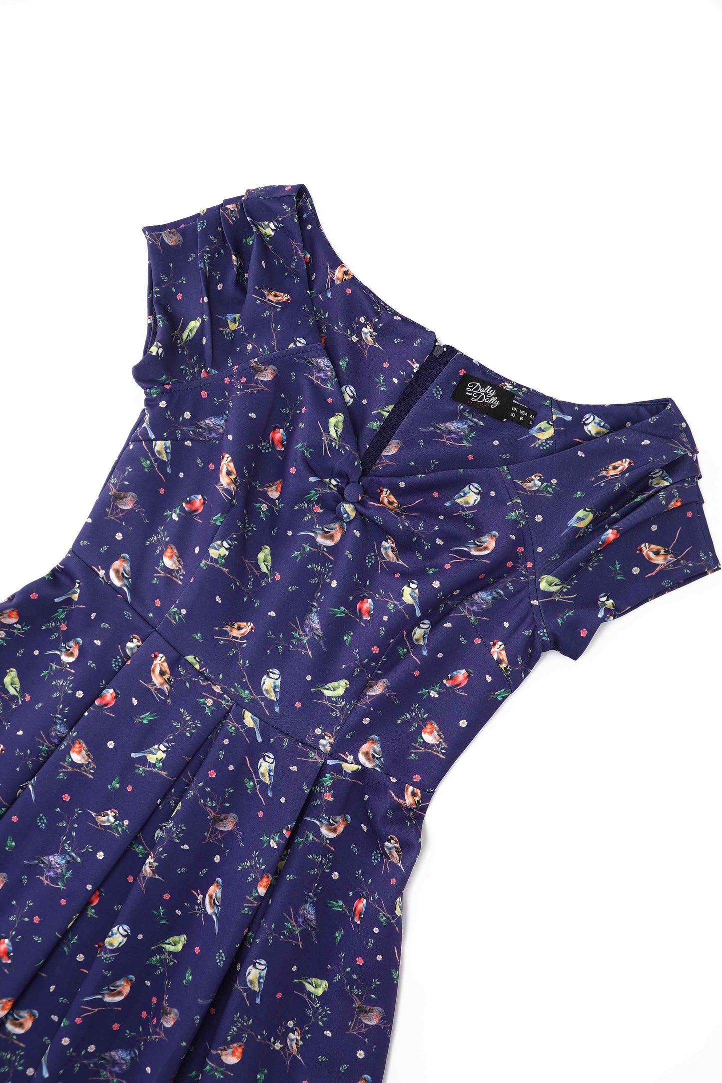Lily Bird Garden Off Shoulder Dress In Navy Blue
