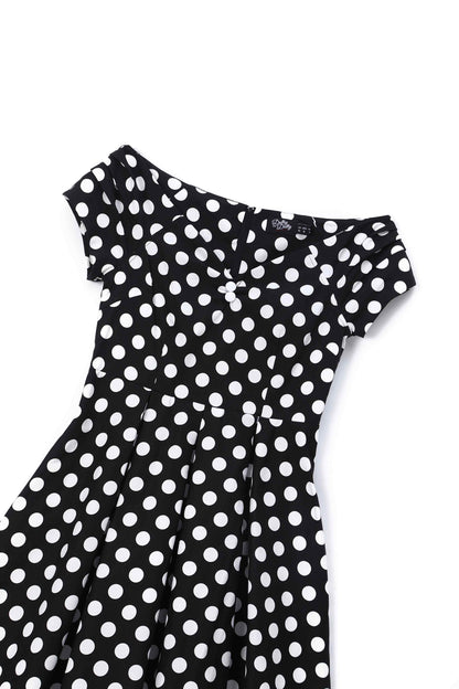 Lily Black Polka Dot Off Shoulder Dress