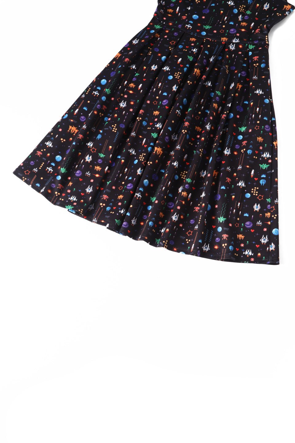 Amanda Black Retro Arcade Game Flared Dress