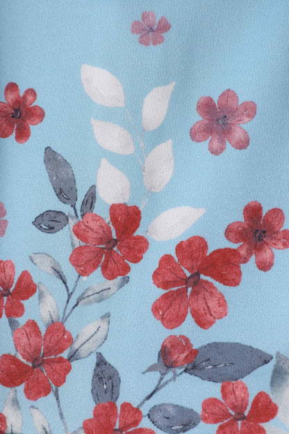 Amanda Blue Falling Flower Swing Dress