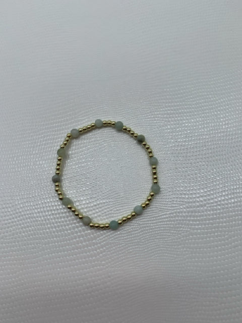 BRACELET 14KT 3MM GOLD BALL W/4MM AMAZONITE GEMSTONE