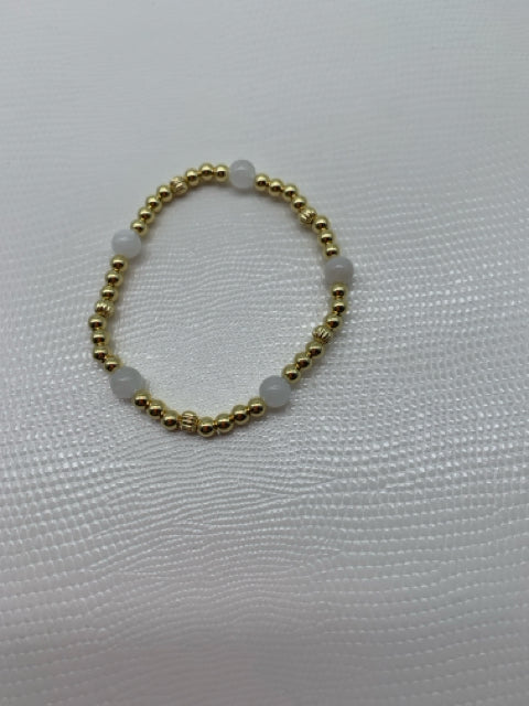 BRACELET 14KT 4MM GOLD BALL & 6MM MOONSTONE
