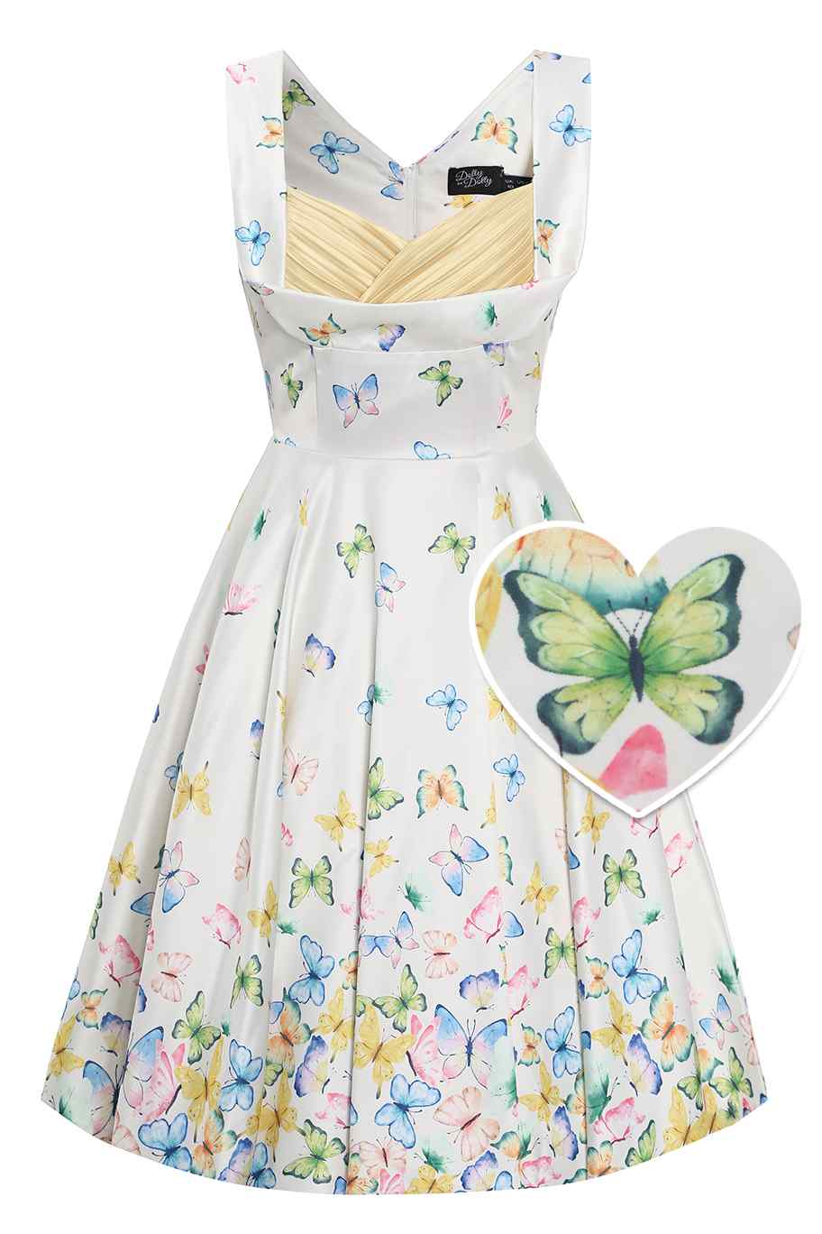 Grace Buttterfly Garden Pleated Bust Dress