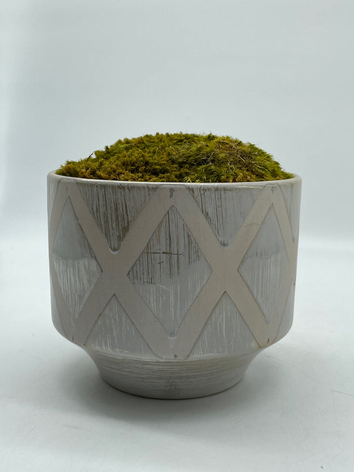 CERAMIC POT WITH MOSS DIAMOND MIRROR GLAZE DESIGN