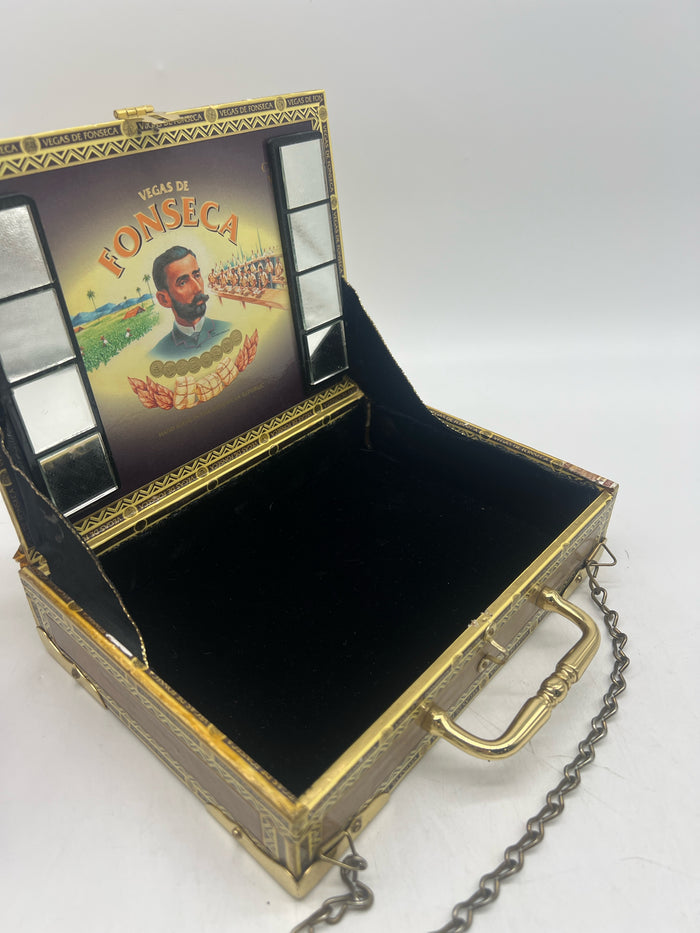 CIGAR BOX PURSE WITH GOLD DETAIL