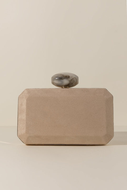 Clutch Box Hueso Isabella Camel · Rivera ·