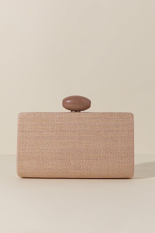 Clutch Hueso Rafia Rosa Maquillaje · Rivera ·