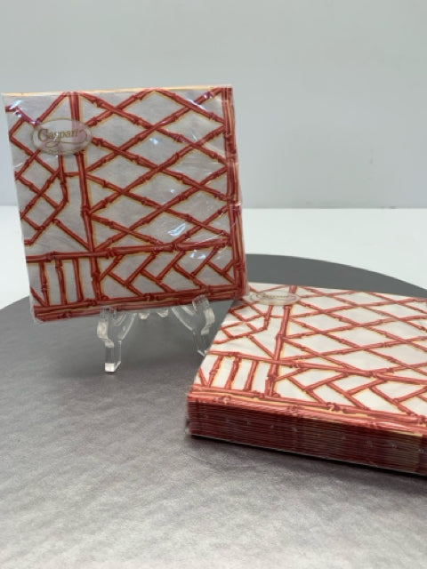 COCKTAIL NAPKIN BAMBOO SCREEN CORAL
