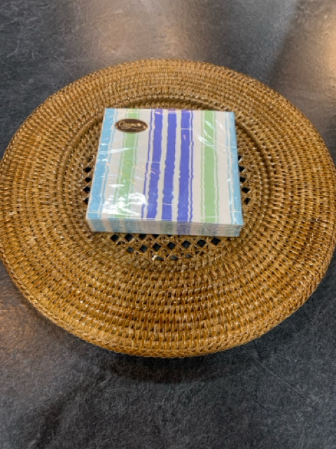 COCKTAIL NAPKIN BAMBOO STRIPE BLUE AND GREEN