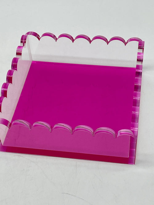 COCKTAIL NAPKIN HOLDER PINK SCALLOPED